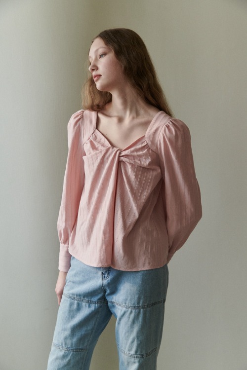 Vintage ribbon blouse (pink)