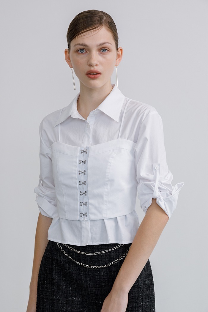 [Sample] Layered bustier hook shirt (white)