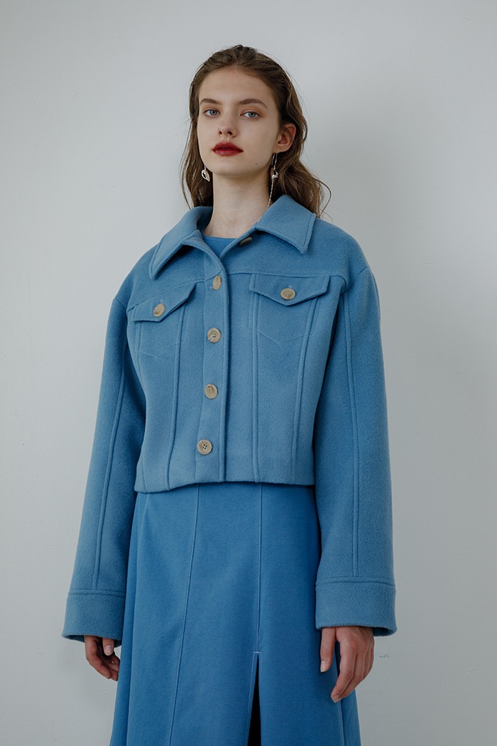 wool short jacket (blue)