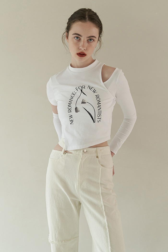 Printed layered T-shirt (white)