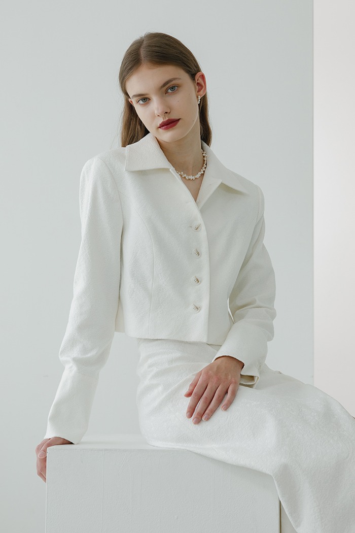 jacquard crop jacket (white)