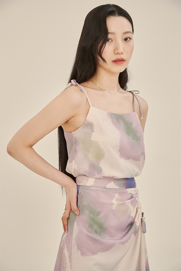 Pattern sleeveless top (purple)