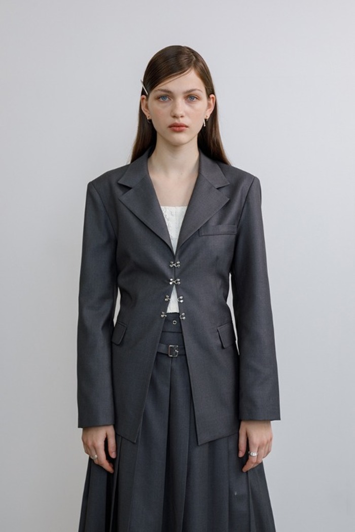 [Sample] Hook belted jacket (gray)