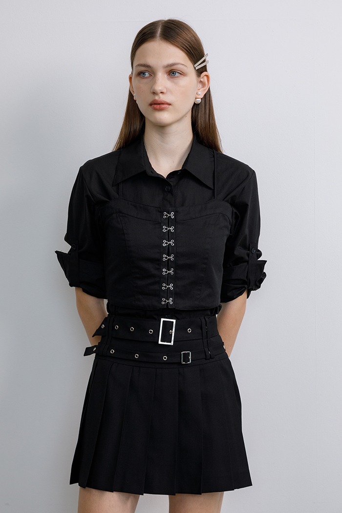 [Sample] Layered bustier hook shirt (black)