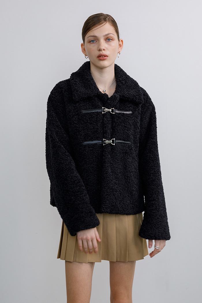 [Sample] Buckle fur jacket (black)
