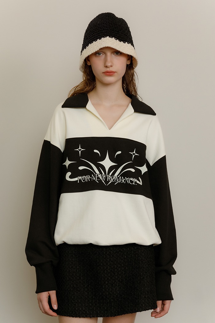 Art nouveau collar sweatshirt (black)